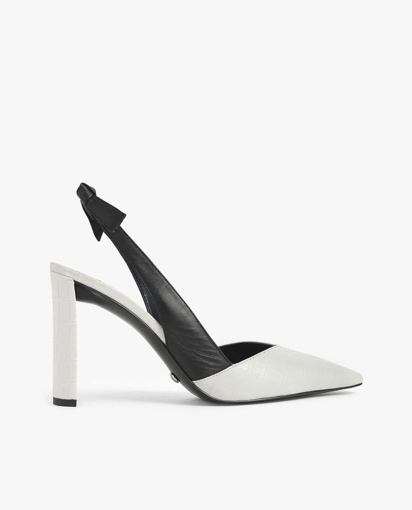 CHARLES & KEITH - Giày cao gót mũi nhọn Croc Effect Bow Slingback