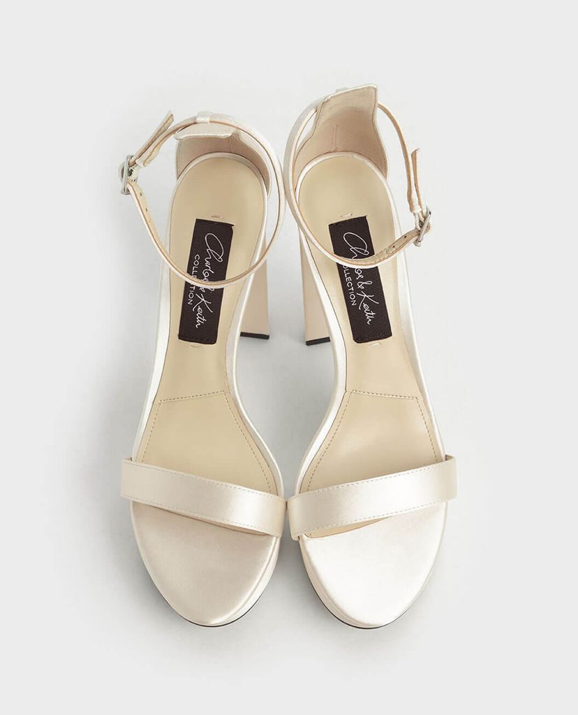 CHARLES & KEITH - Giày sandals cao gót hở mũi đế trụ Satin Platform