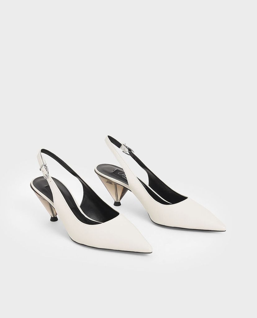 CHARLES & KEITH - Giày cao gót mũi nhọn Leather Cone