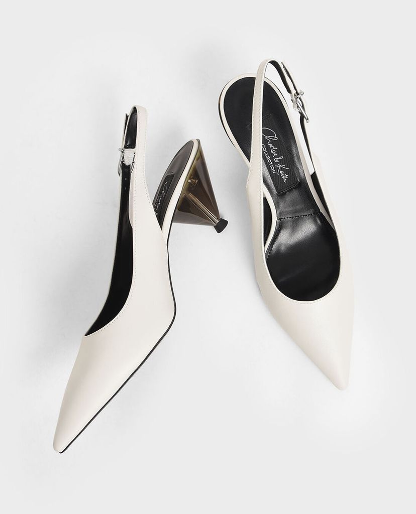 CHARLES & KEITH - Giày cao gót mũi nhọn Leather Cone