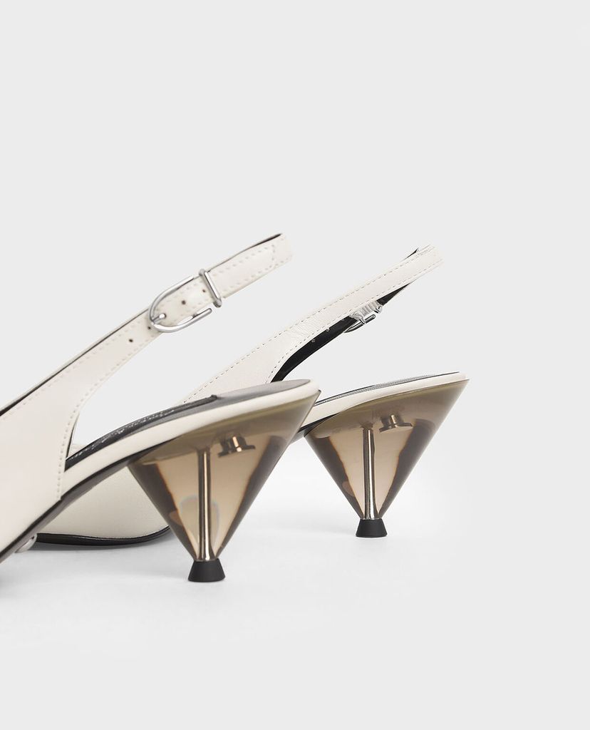 CHARLES & KEITH - Giày cao gót mũi nhọn Leather Cone