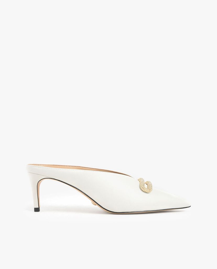 CHARLES & KEITH - Giày cao gót mũi nhọn Leather Metallic Accent