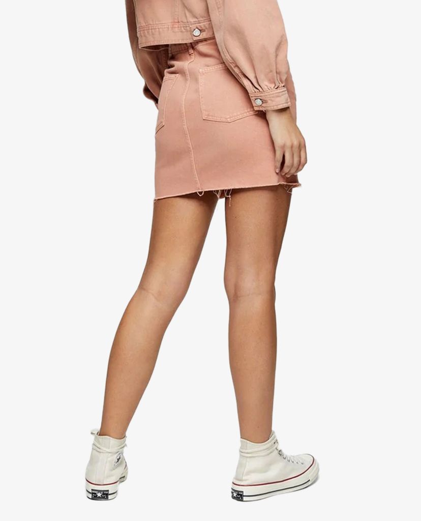 TOPSHOP - Chân váy denim mini CONSIDERED Apricot Button Front