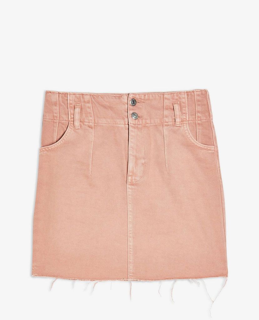 TOPSHOP - Chân váy denim mini CONSIDERED Apricot Button Front