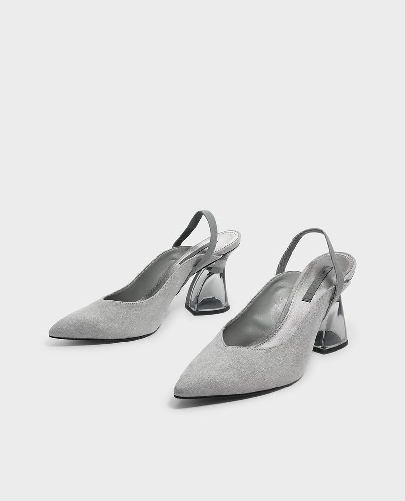 CHARLES & KEITH - Giày cao gót mũi nhọn Lucite Sculptural