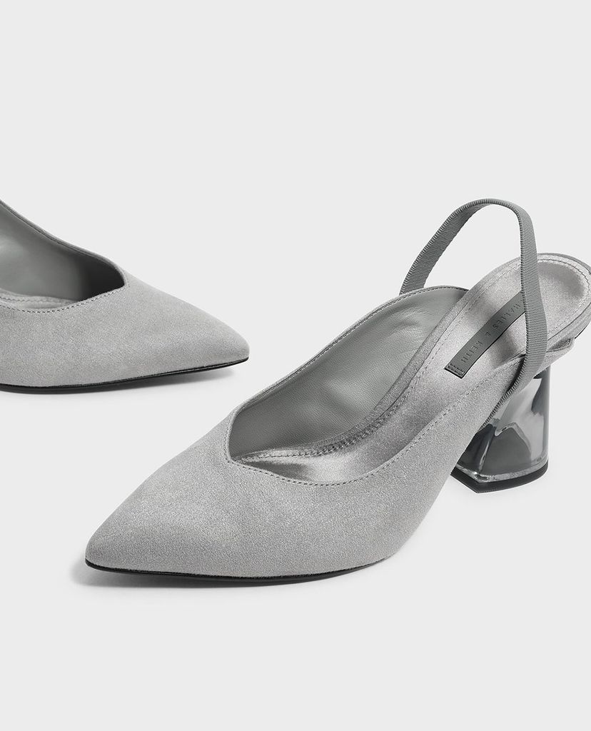 CHARLES & KEITH - Giày cao gót mũi nhọn Lucite Sculptural
