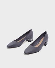 CHARLES & KEITH - Giày cao gót mũi nhọn đế vuông Metallic Accent
