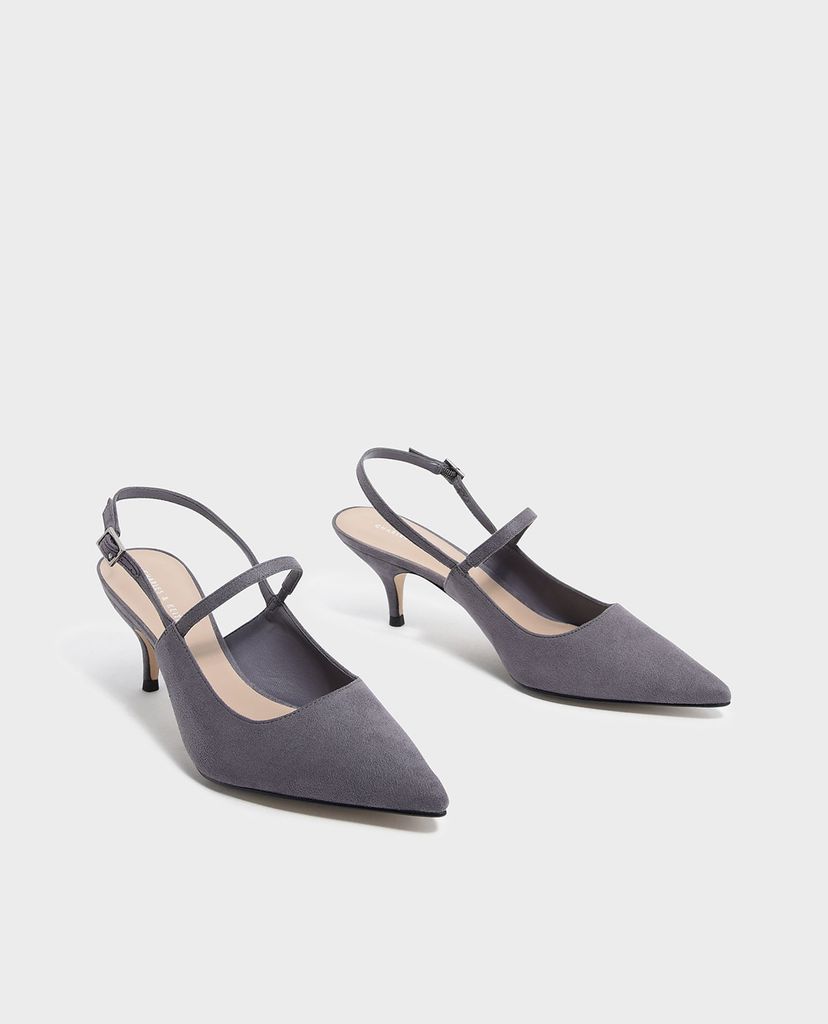CHARLES & KEITH - Giày cao gót mũi nhọn Slingback Kitten