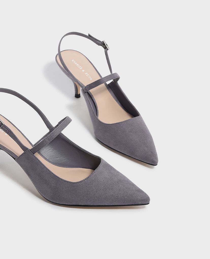 CHARLES & KEITH - Giày cao gót mũi nhọn Slingback Kitten