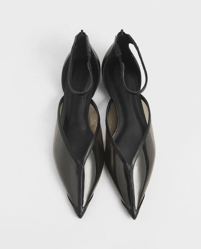 CHARLES & KEITH - Giày đế bệt nữ mũi nhọn See Through Effect Flat