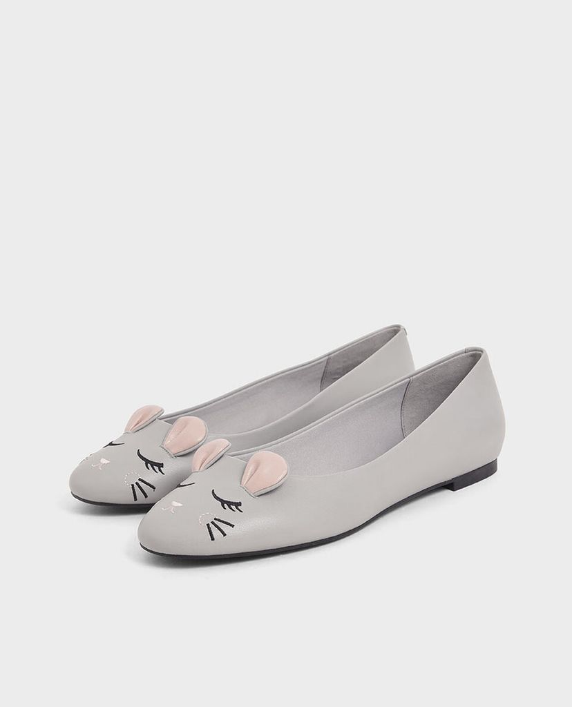 CHARLES & KEITH - Giày đế bệt nữ mũi tròn Rat Zodiac Ballerina