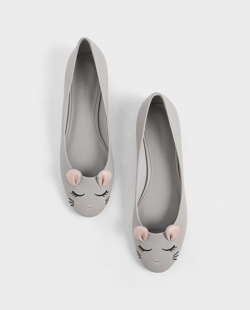 CHARLES & KEITH - Giày đế bệt nữ mũi tròn Rat Zodiac Ballerina