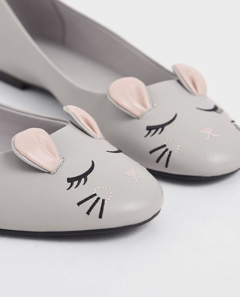 CHARLES & KEITH - Giày đế bệt nữ mũi tròn Rat Zodiac Ballerina