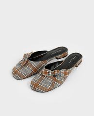 CHARLES & KEITH - Giày mules nữ mũi tròn Knotted Fabric
