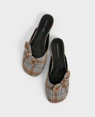 CHARLES & KEITH - Giày mules nữ mũi tròn Knotted Fabric