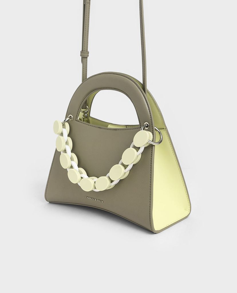 CHARLES & KEITH - Túi xách tay hình thang Acrylic Top Handle Sculptural