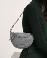 CHARLES & KEITH - Túi đeo vai yên ngựa có nếp nhăn hiệu ứng Nylon thời trang