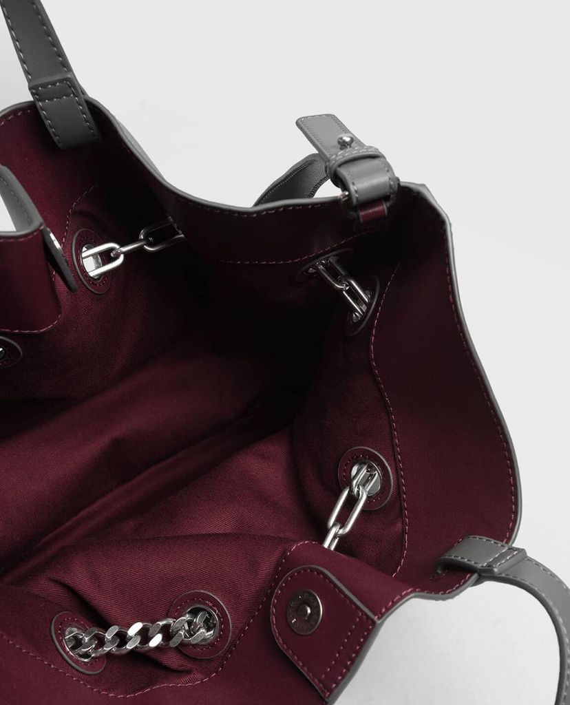 CHARLES & KEITH - Túi đeo vai Grey Padlock Tote