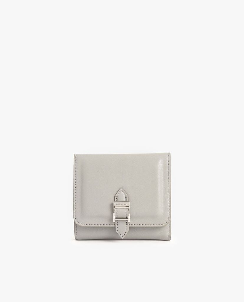 CHARLES & KEITH - Ví nữ phom vuông Croc Effect Buckle Strap Short