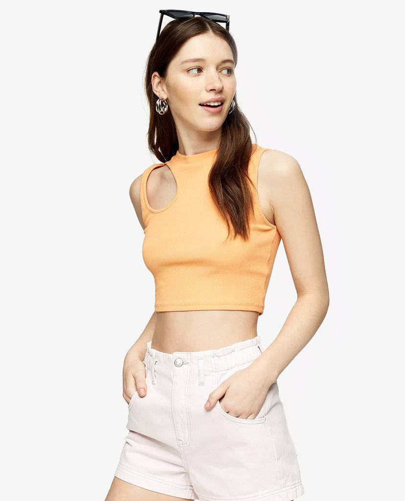 TOPSHOP - Áo ba lỗ nữ phom croptop Orange Asymmetric Cut Out