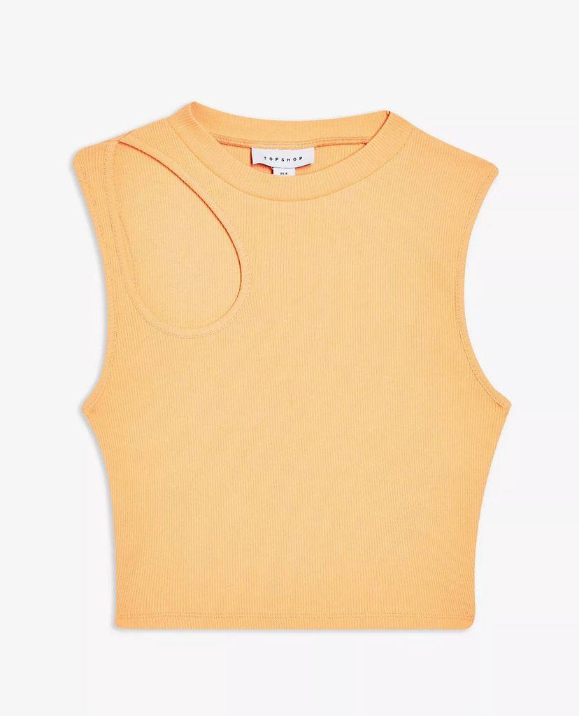 TOPSHOP - Áo ba lỗ nữ phom croptop Orange Asymmetric Cut Out