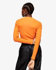 TOPSHOP - Áo kiểu nữ cổ tròn tay dài Orange Premium Twist