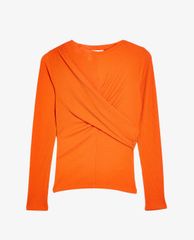 TOPSHOP - Áo kiểu nữ cổ tròn tay dài Orange Premium Twist