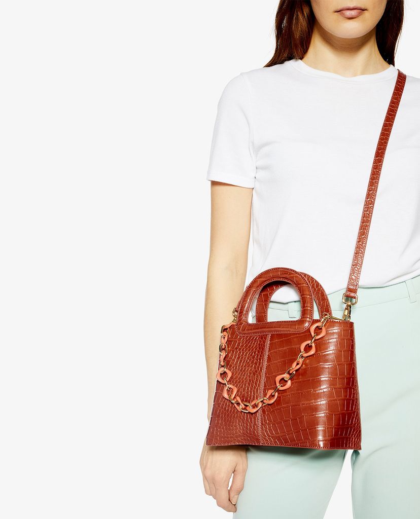 TOPSHOP - Túi xách tay nữ phom vuông TIA Crocodile Grab