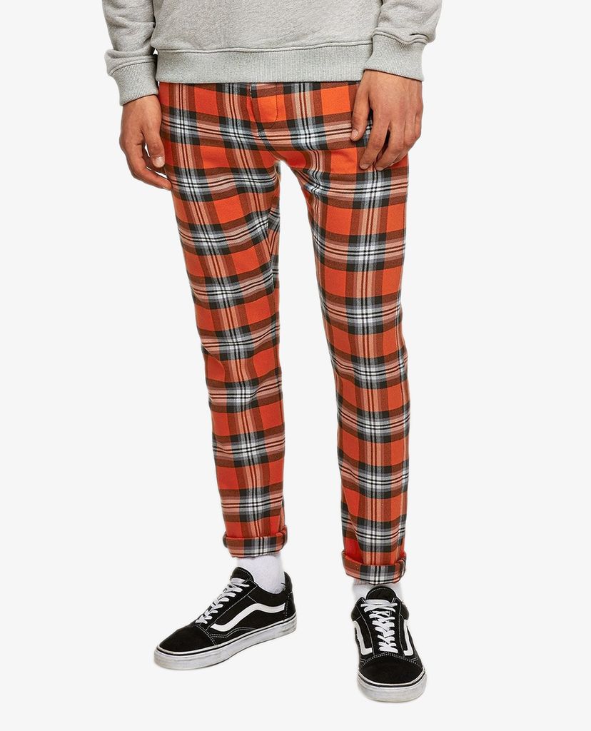 TOPMAN - Quần dài nam kẻ sọc phom skinny Terry Check
