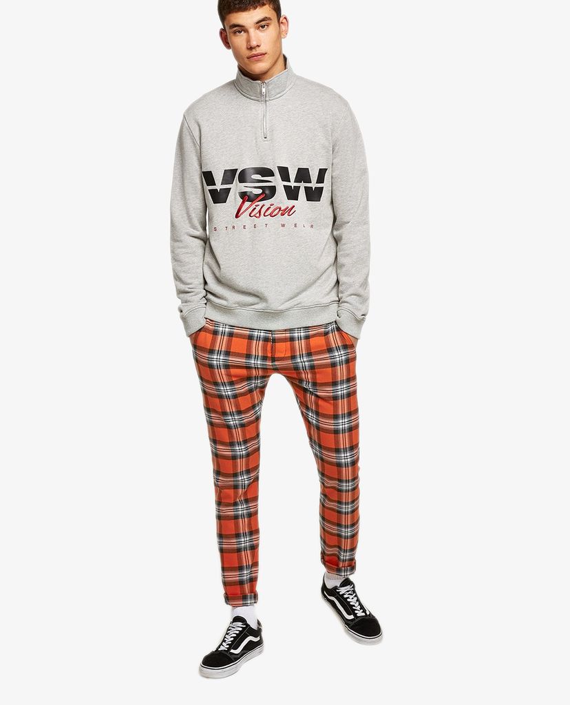TOPMAN - Quần dài nam kẻ sọc phom skinny Terry Check