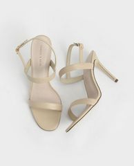 CHARLES & KEITH - Giày cao gót quai ngang Textured Ankle Strap