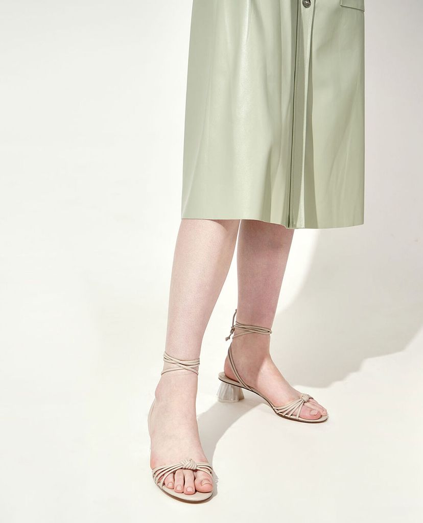 CHARLES & KEITH - Giày sandal cao gót Geometric Ankle Tie