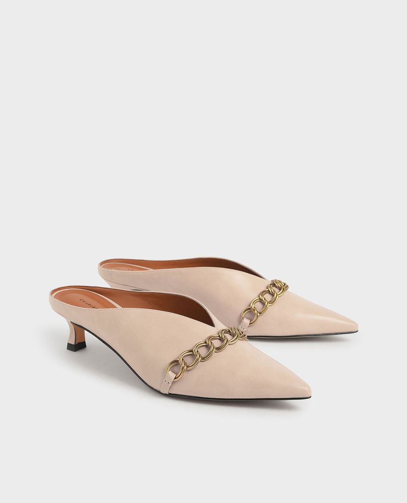 CHARLES & KEITH - Giày cao gót mũi nhọn Chain Strap V Cut