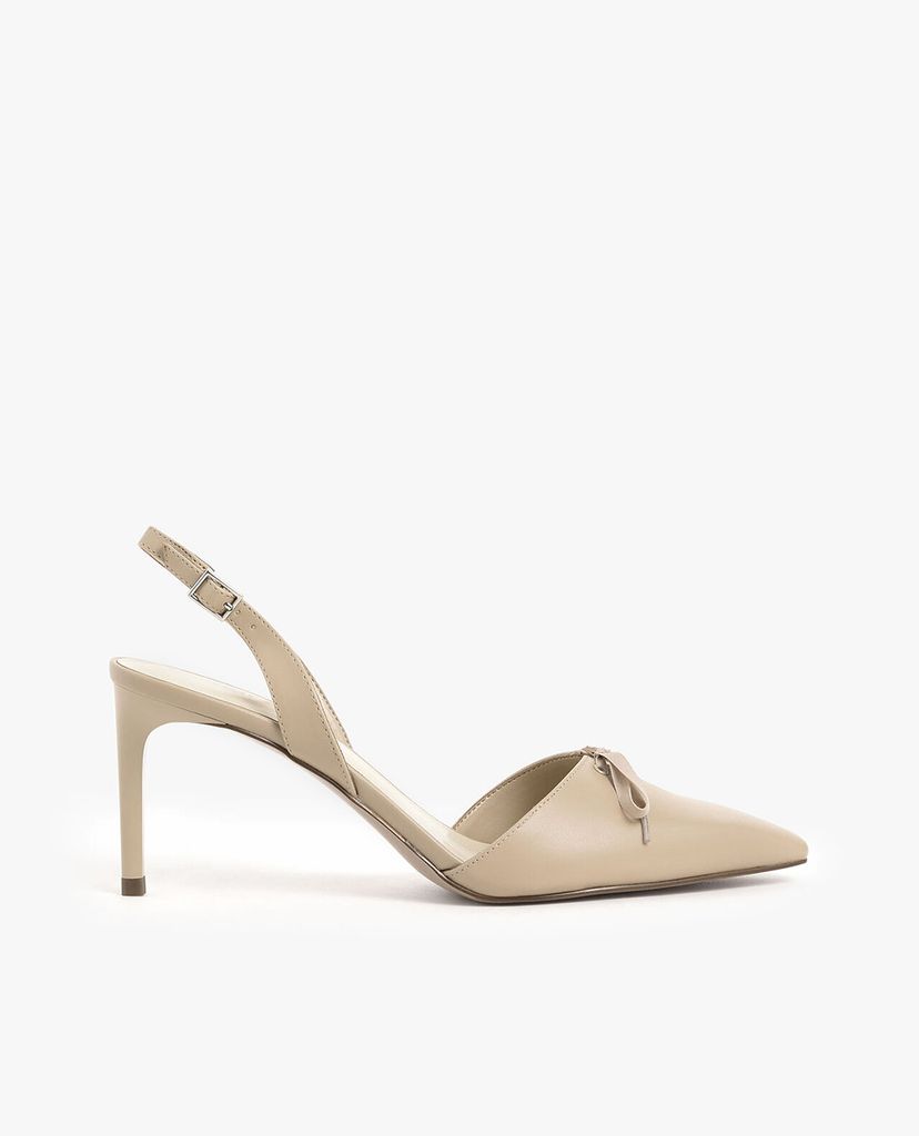 CHARLES & KEITH - Giày cao gót mũi nhọn Ribbon Tie Textured