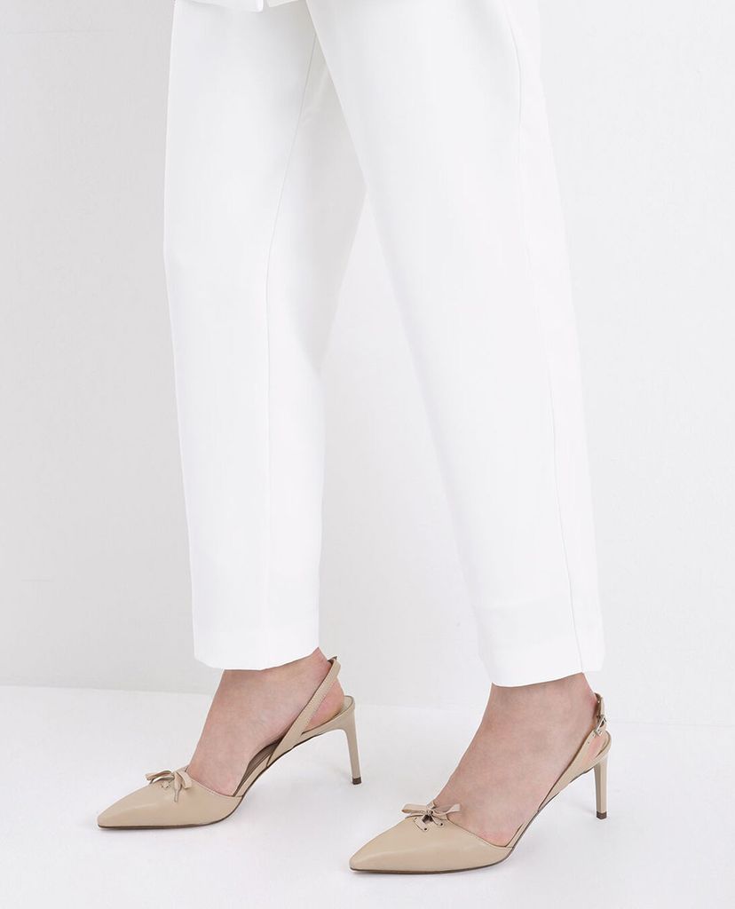 CHARLES & KEITH - Giày cao gót mũi nhọn Ribbon Tie Textured