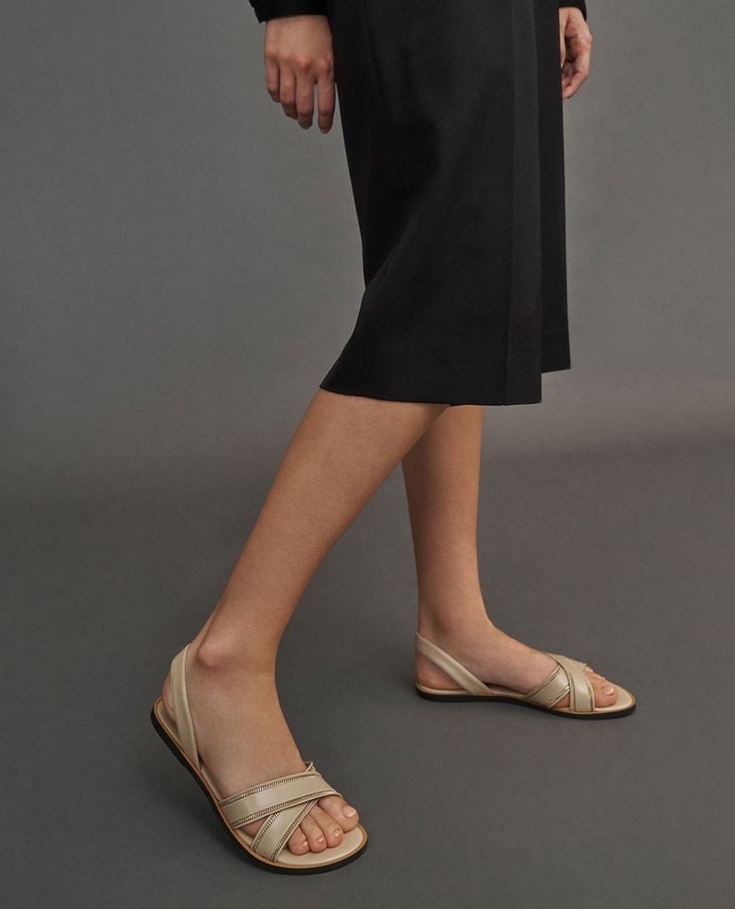 CHARLES & KEITH - Giày sandal nữ quai chéo Embellished Slingback