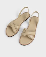 CHARLES & KEITH - Giày sandal nữ quai chéo Embellished Slingback