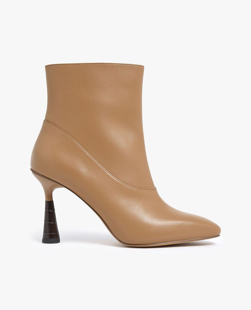 CHARLES & KEITH - Giày boots nữ mũi nhọn Croc Effect Sculptural