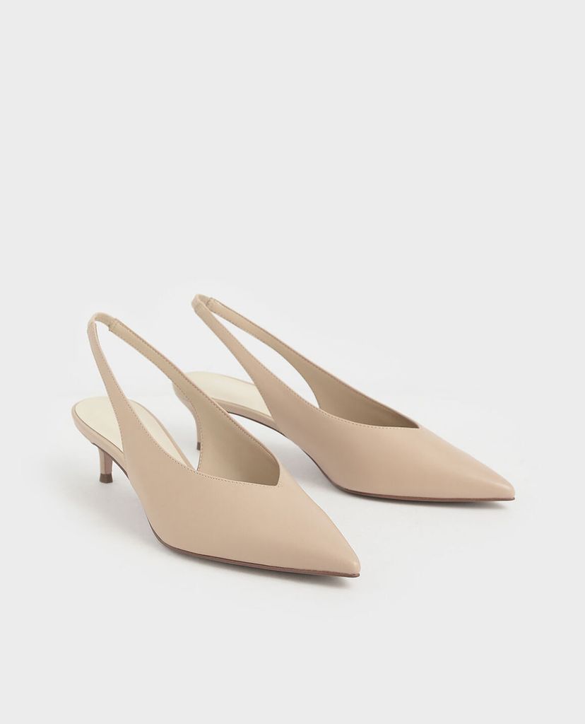 CHARLES & KEITH - Giày cao gót mũi nhọn Slingback Kitten