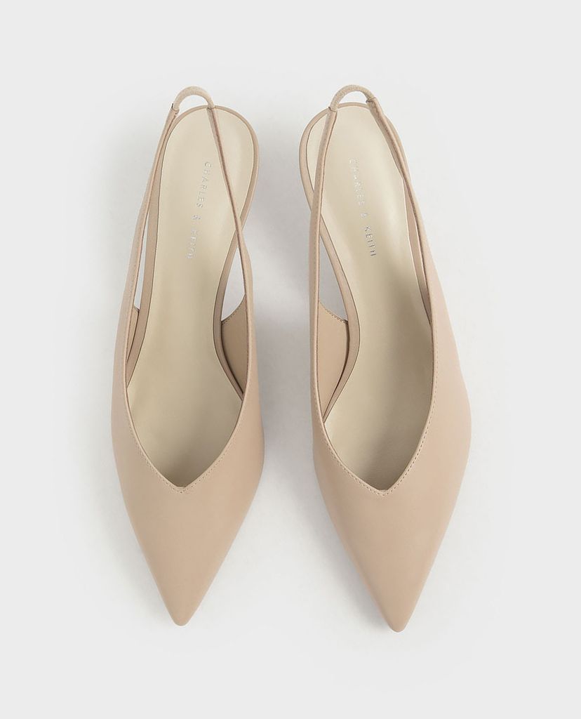 CHARLES & KEITH - Giày cao gót mũi nhọn Slingback Kitten