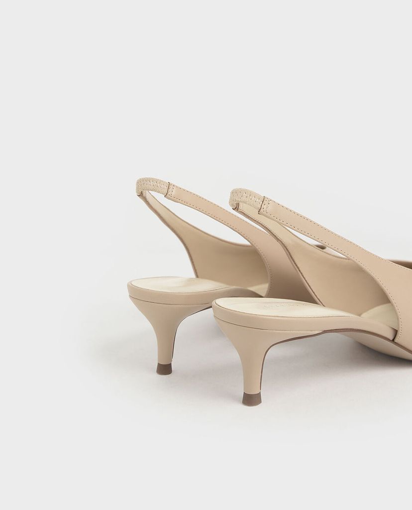 CHARLES & KEITH - Giày cao gót mũi nhọn Slingback Kitten