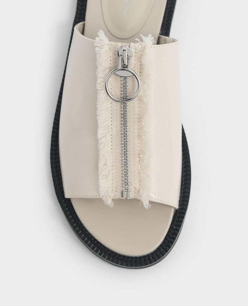 CHARLES & KEITH - Giày sandal nữ phối zip Wrinkled Patent