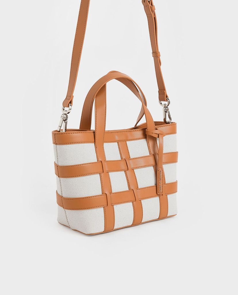 CHARLES & KEITH - Túi xách tay nữ Caged Canvas
