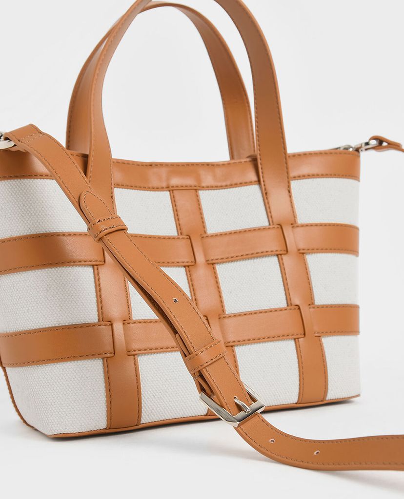 CHARLES & KEITH - Túi xách tay nữ Caged Canvas