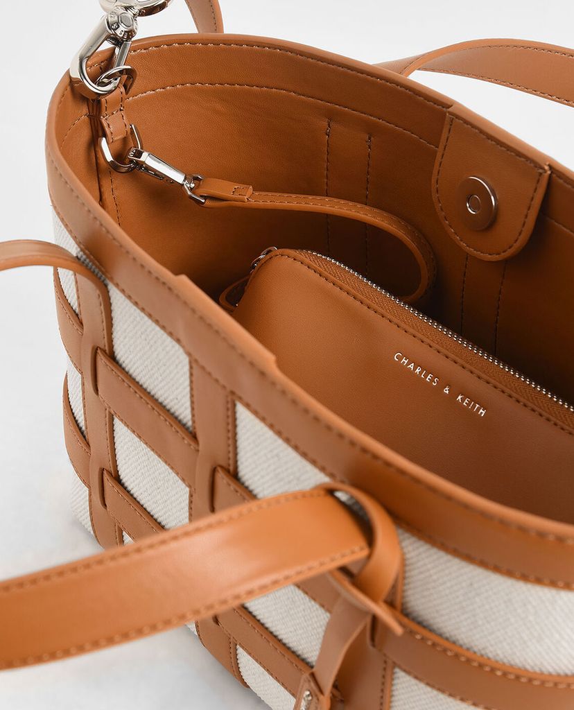 CHARLES & KEITH - Túi xách tay nữ Caged Canvas