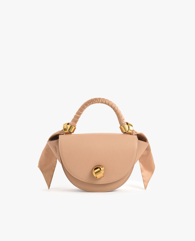 CHARLES & KEITH - Túi xách tay nữ hình bán nguyệt Satin Pleated Scarf