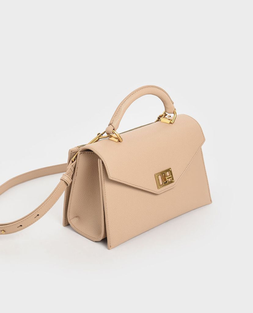 CHARLES & KEITH - Túi xách tay nữ chữ nhật Turn Lock
