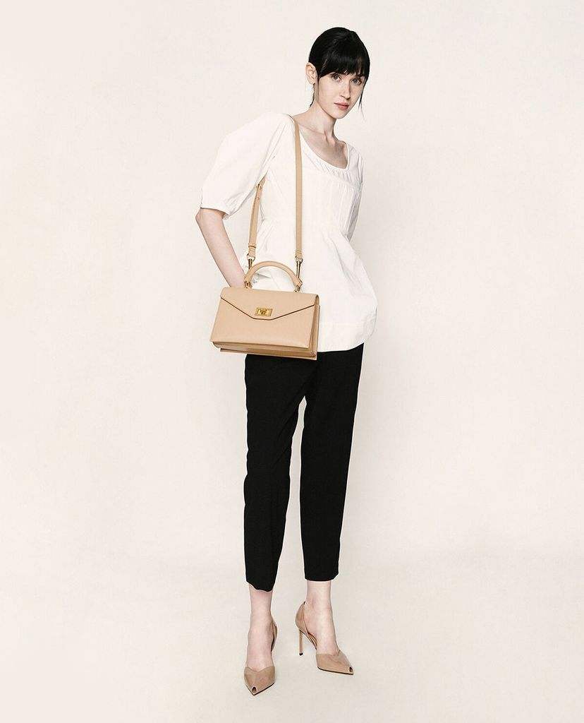 CHARLES & KEITH - Túi xách tay nữ chữ nhật Turn Lock