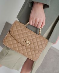 CHARLES & KEITH - Túi đeo chéo nữ chữ nhật Quilted Turn Lock