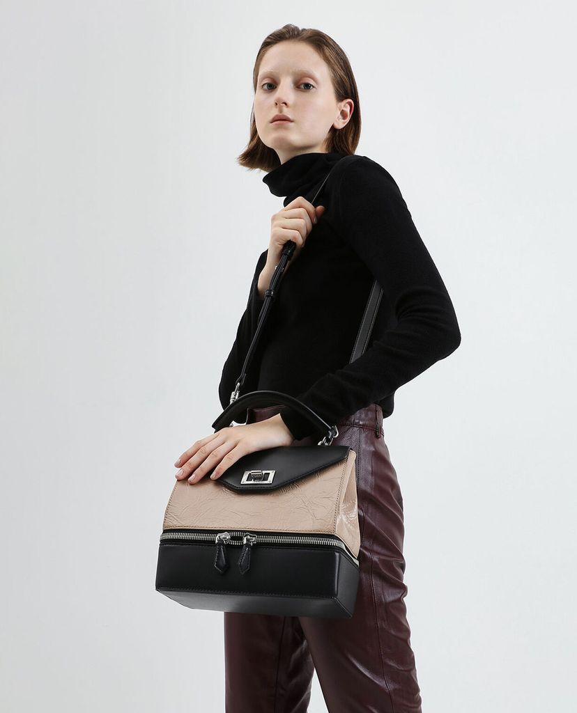 CHARLES & KEITH - Túi xách tay Wrinkled Effect Two Way Zip Top